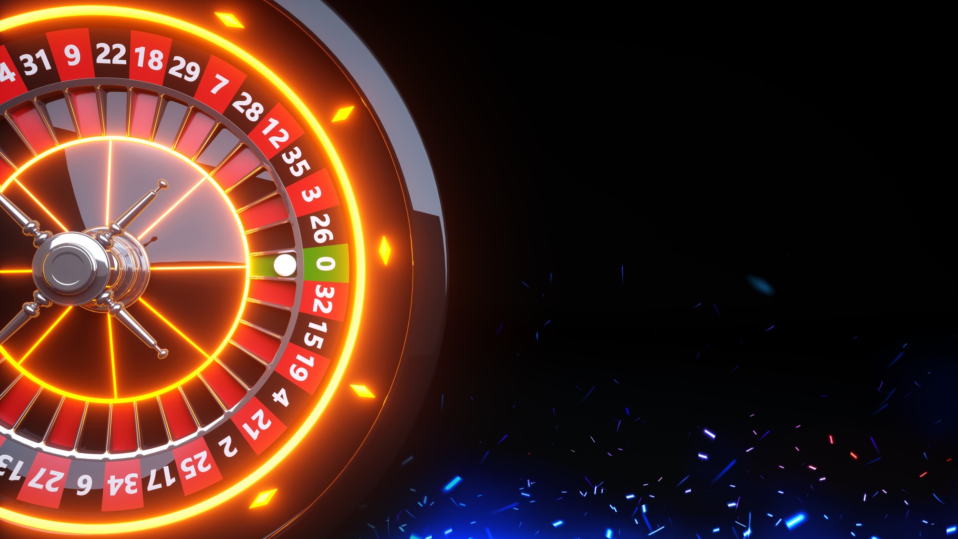 Casino Roulette Wheel Gambling Concept With Red Neon Lights